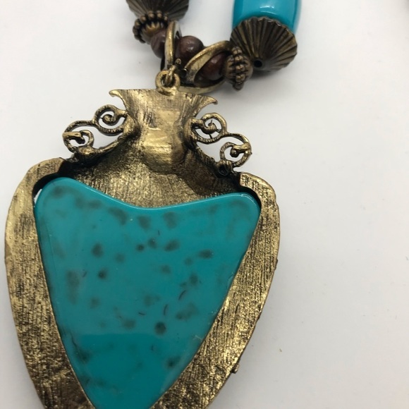 Summer Bohemian Statement Turquoise Wood Necklace - Picture 7 of 16